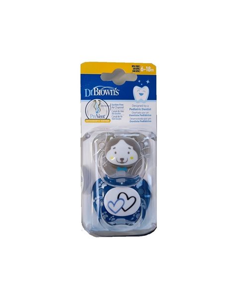 Dr. Browns Ορθοδοντικές Πιπίλες Σιλικόνης για 6-18m Αρκουδάκι Μπλε / Γκρι 2τμχ. Dr. Browns Ορθοδοντικές Πιπίλες Σιλικόνης για 6-18m Αρκουδάκι Μπλε / Γκρι 2τμχ.